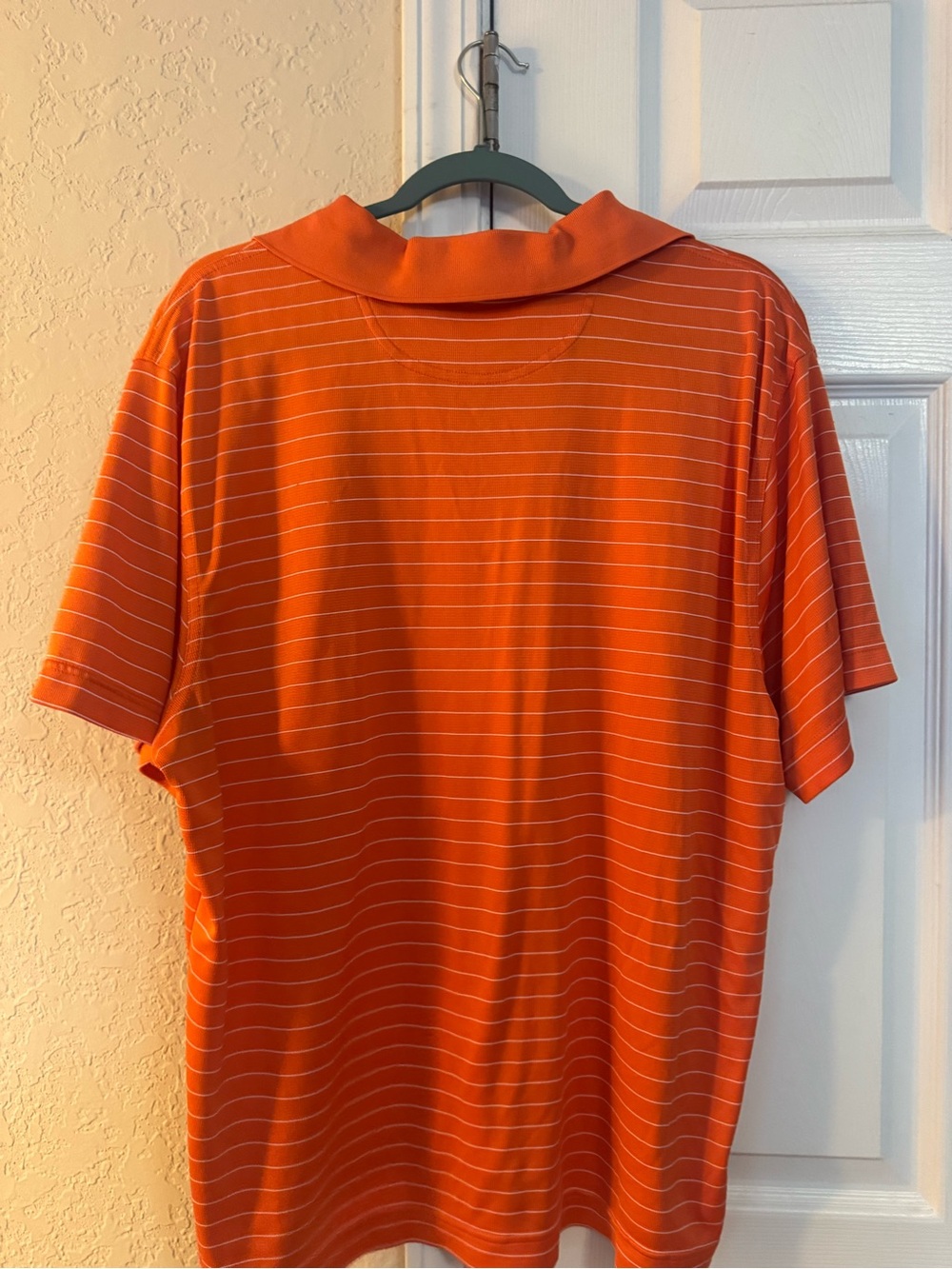 Men's Orange Striped Polo with Embroidered AU Logo - Picture 2 of 3